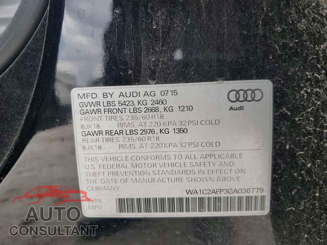 AUDI Q5 2016 - WA1C2AFP3GA036779