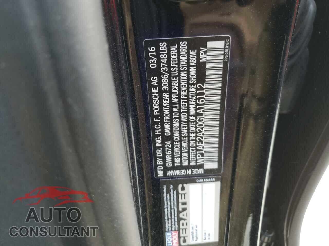 PORSCHE CAYENNE 2016 - WP1AE2A20GLA16112