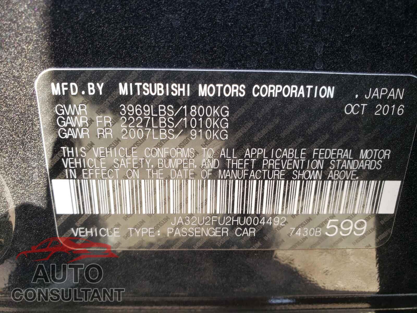 MITSUBISHI LANCER 2017 - JA32U2FU2HU004492