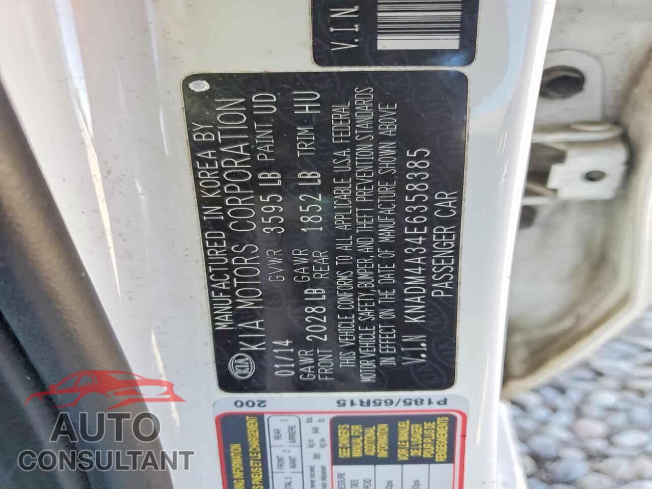 KIA RIO 2014 - KNADM4A34E6358385