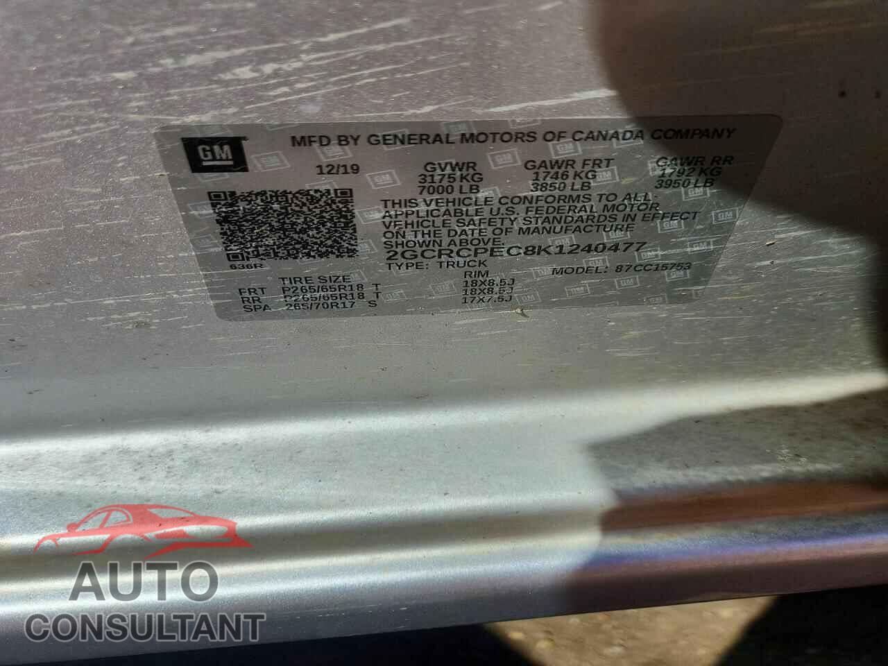 CHEVROLET SILVERADO 2019 - 2GCRCPEC8K1240477