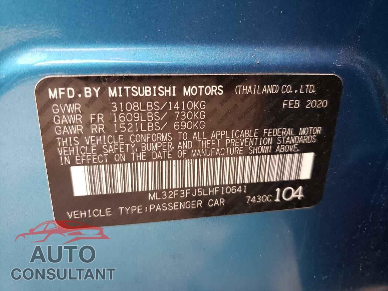 MITSUBISHI MIRAGE 2020 - ML32F3FJ5LHF10641