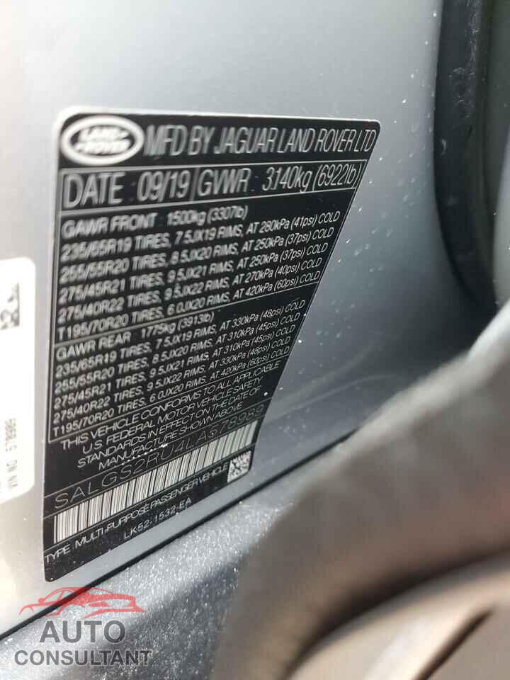 LAND ROVER RANGEROVER 2020 - SALGS2RU4LA578989