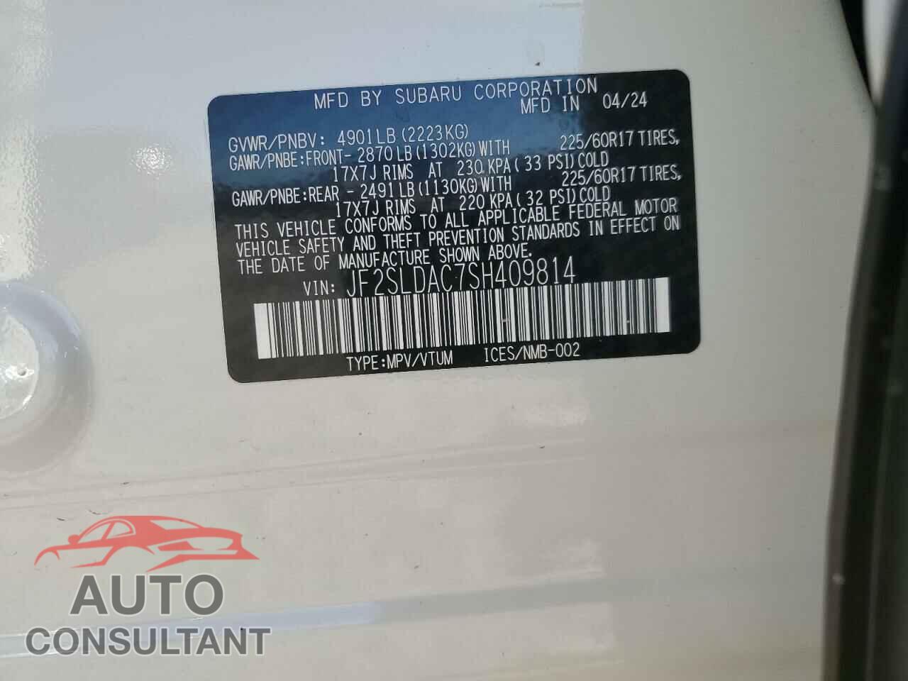 SUBARU FORESTER 2025 - JF2SLDAC7SH409814
