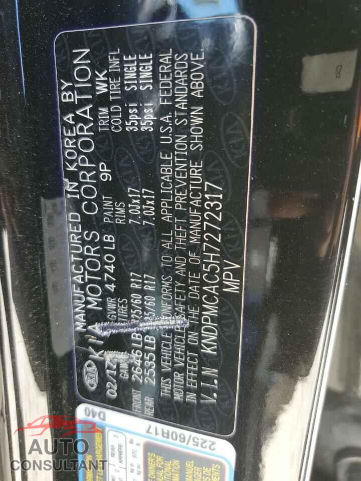 KIA SPORTAGE 2017 - KNDPMCAC5H7272317