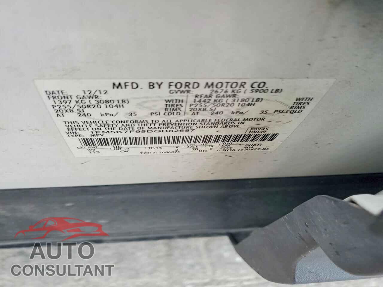 FORD EXPLORER 2013 - 1FM5K7F95DGB82687