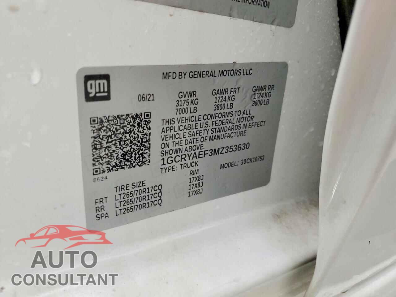 CHEVROLET SILVERADO 2021 - 1GCRYAEF3MZ353630