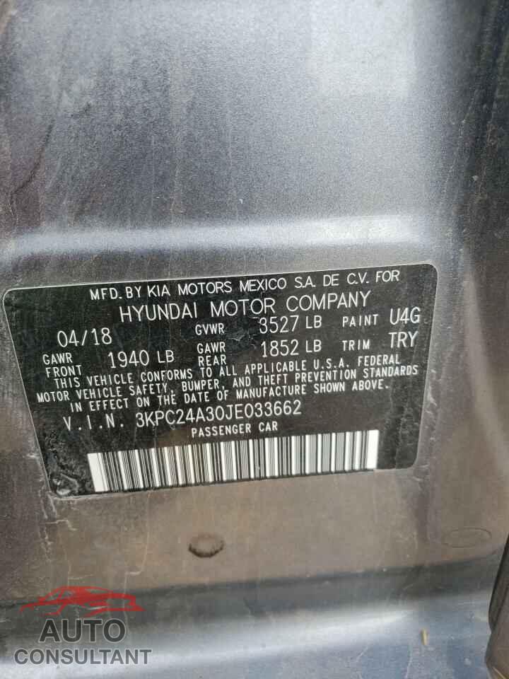 HYUNDAI ACCENT 2018 - 3KPC24A30JE033662