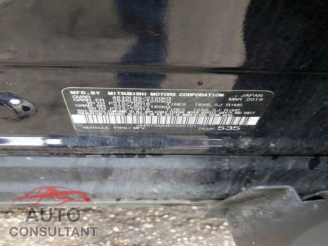 MITSUBISHI ECLIPSE 2019 - JA4AT3AAXKZ045721