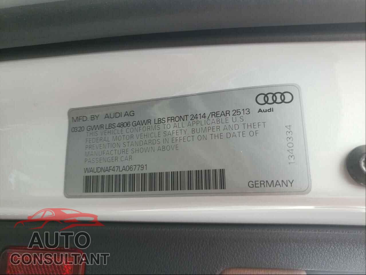 AUDI A4 2020 - WAUDNAF47LA067791