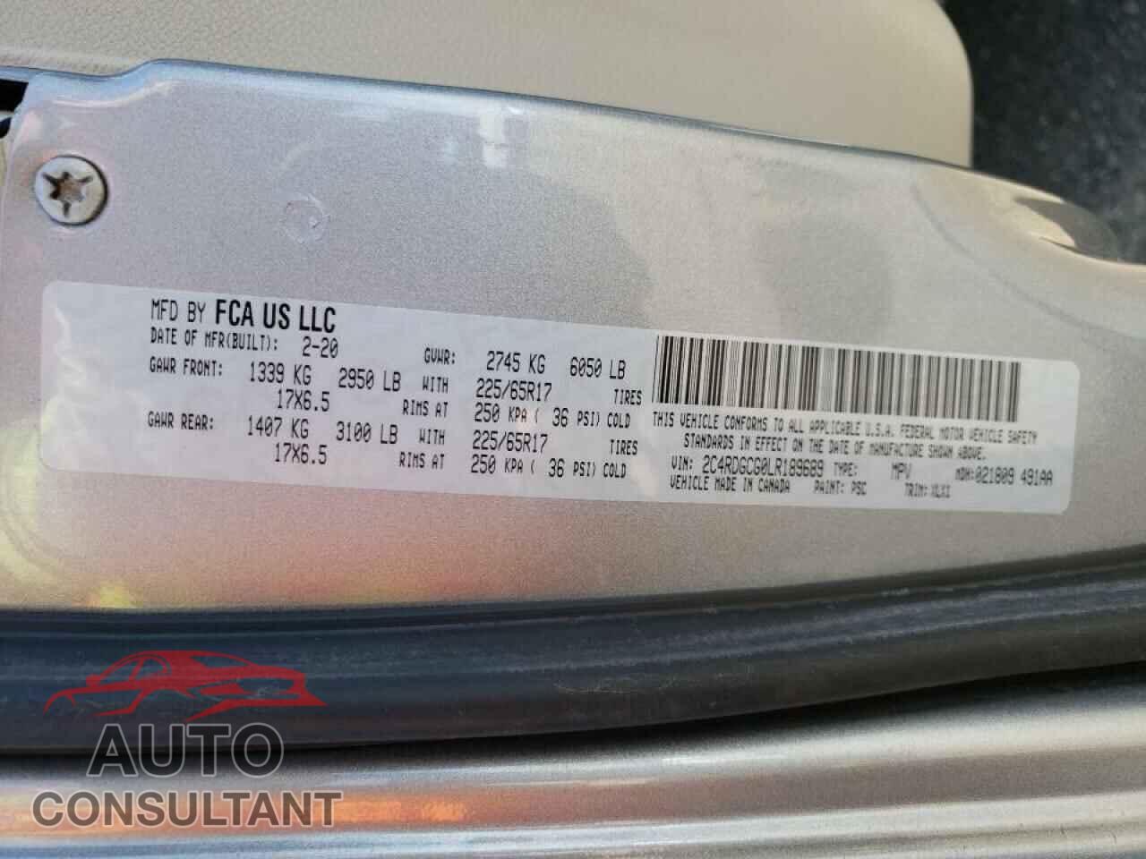 DODGE GRAND CARA 2020 - 2C4RDGCG0LR189689