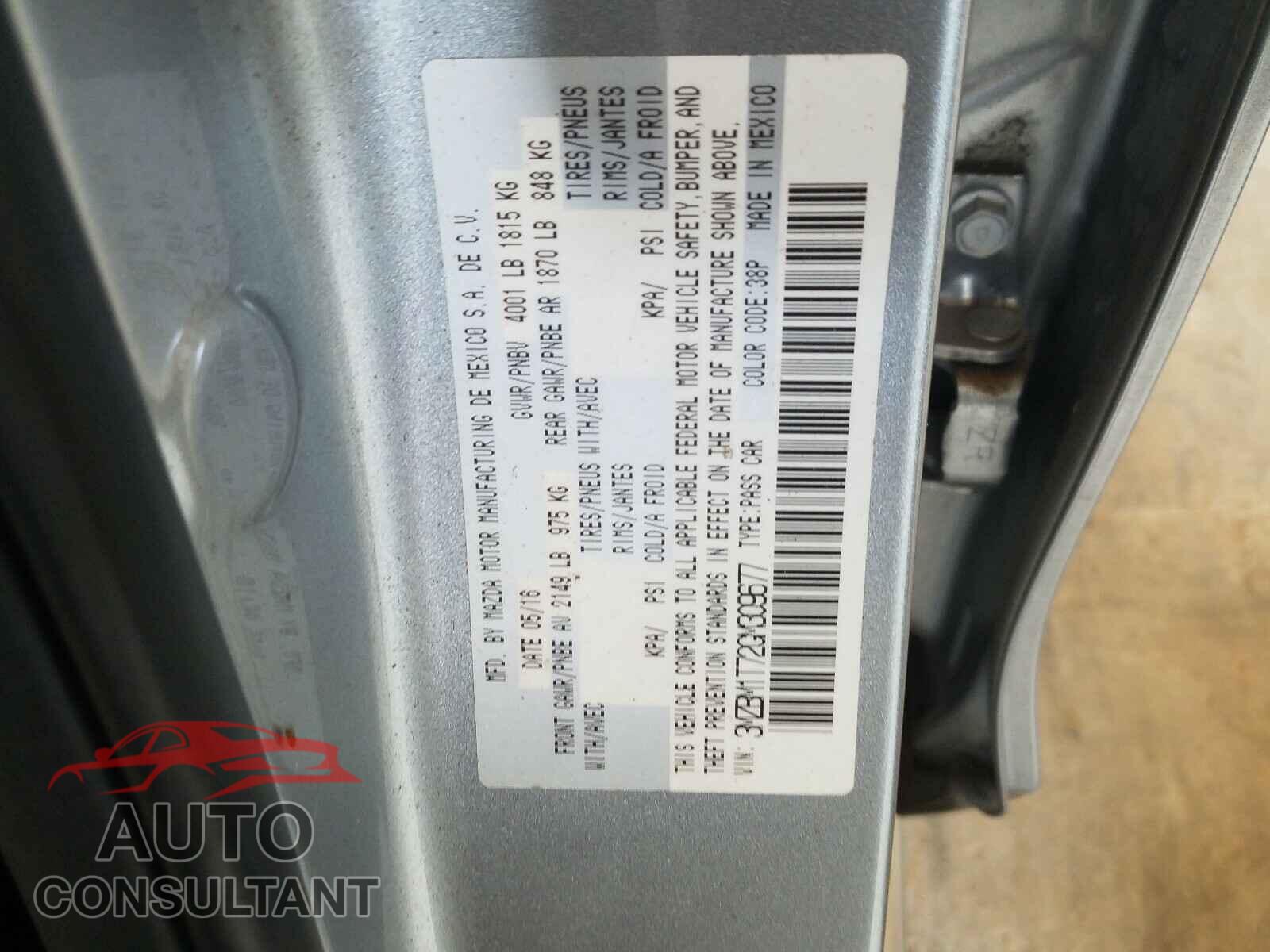 MAZDA 3 2016 - 3MZBM1T72GM309677