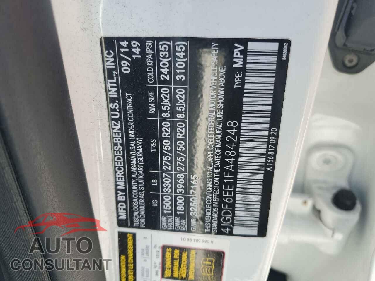 MERCEDES-BENZ GL-CLASS 2015 - 4JGDF6EE1FA484248