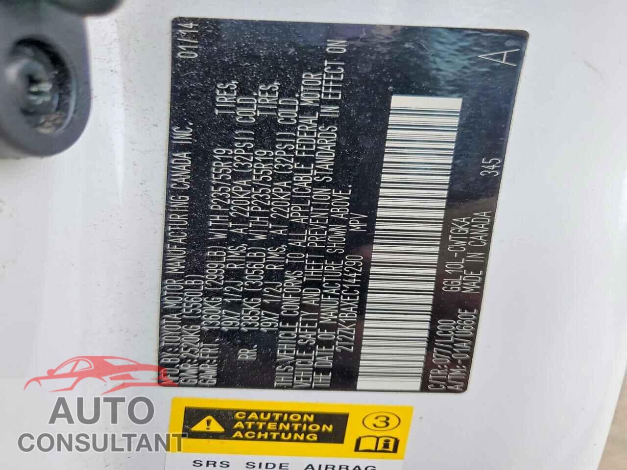 LEXUS RX350 2014 - 2T2ZK1BAXEC144290