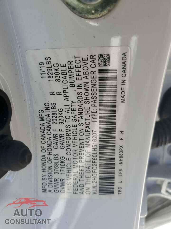 HONDA CIVIC 2020 - 2HGFC2F60LH516207