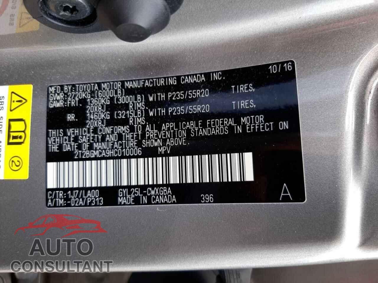LEXUS RX450 2017 - 2T2BGMCA9HC010006