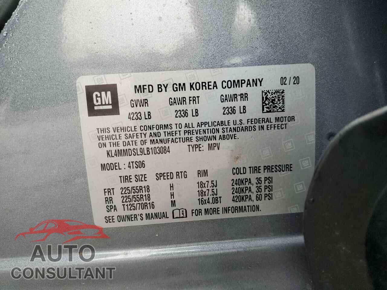 BUICK ENCORE 2020 - KL4MMDSL9LB103084