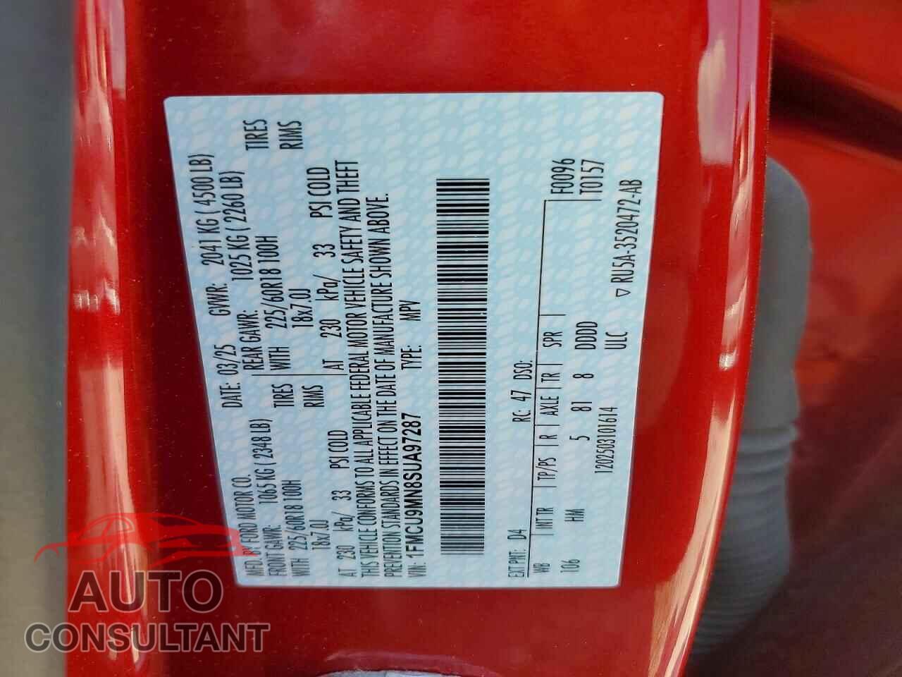 FORD ESCAPE 2025 - 1FMCU9MN8SUA97287