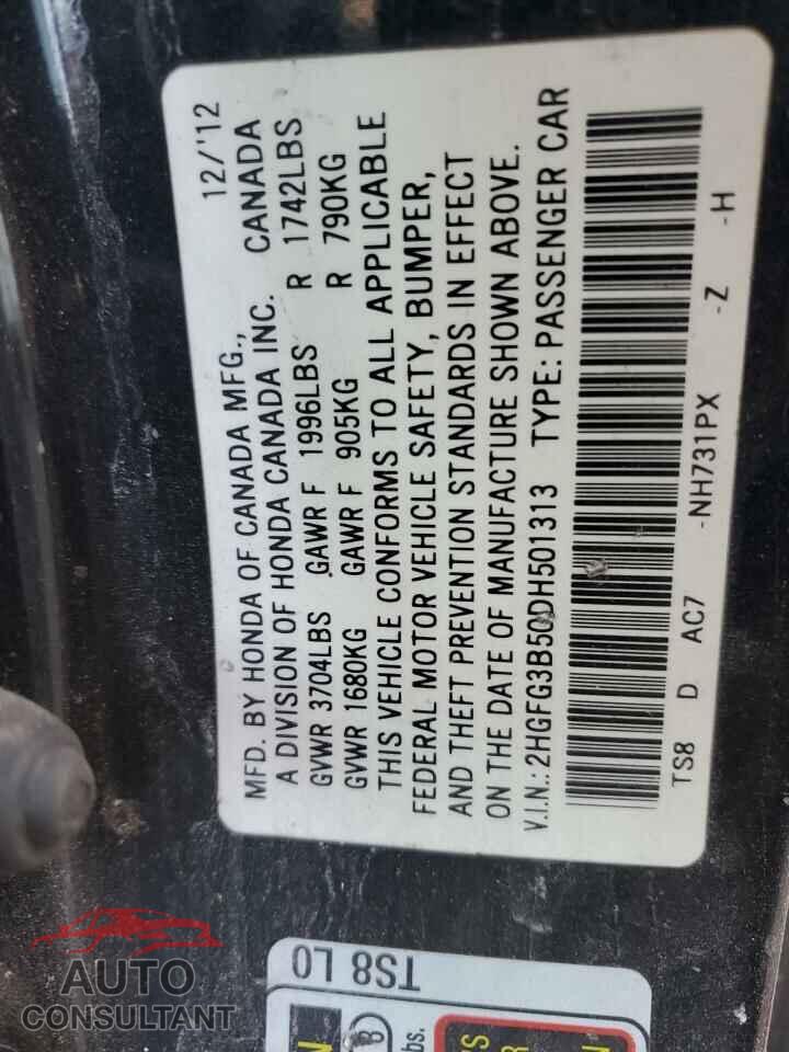HONDA CIVIC 2013 - 2HGFG3B50DH501313
