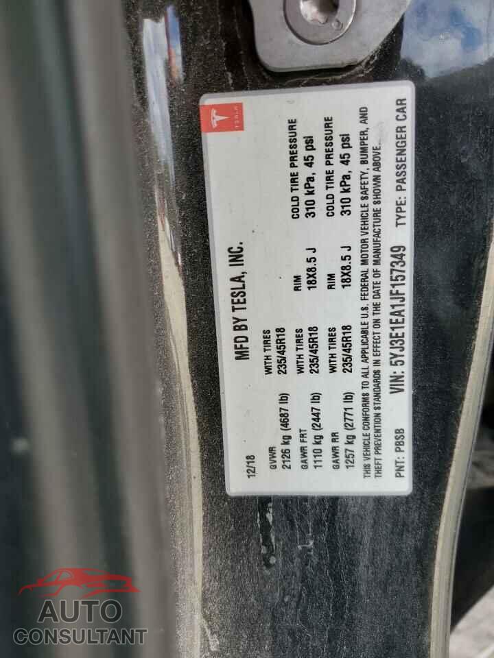 TESLA MODEL 3 2018 - 5YJ3E1EA1JF157349