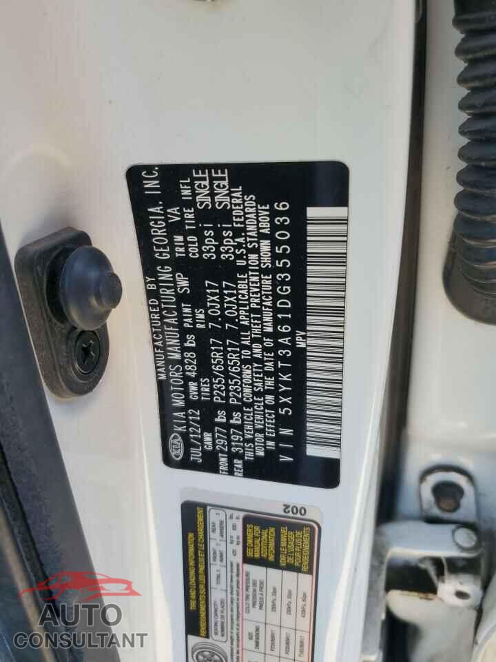 KIA SORENTO 2013 - 5XYKT3A61DG355036
