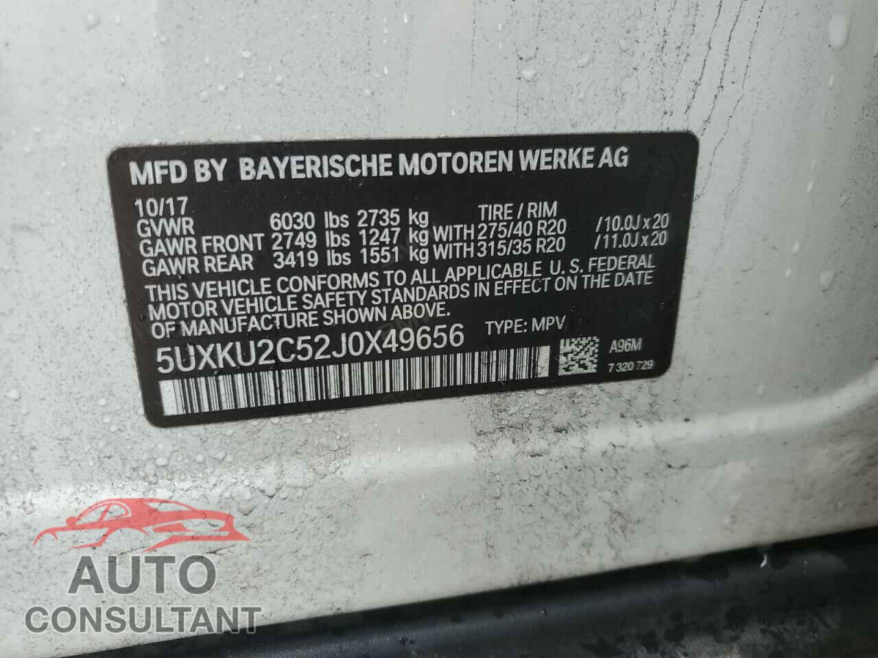 BMW X6 2018 - 5UXKU2C52J0X49656