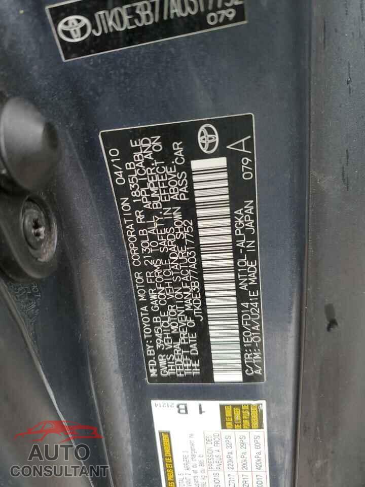 TOYOTA SCION 2010 - JTKDE3B77A0317752