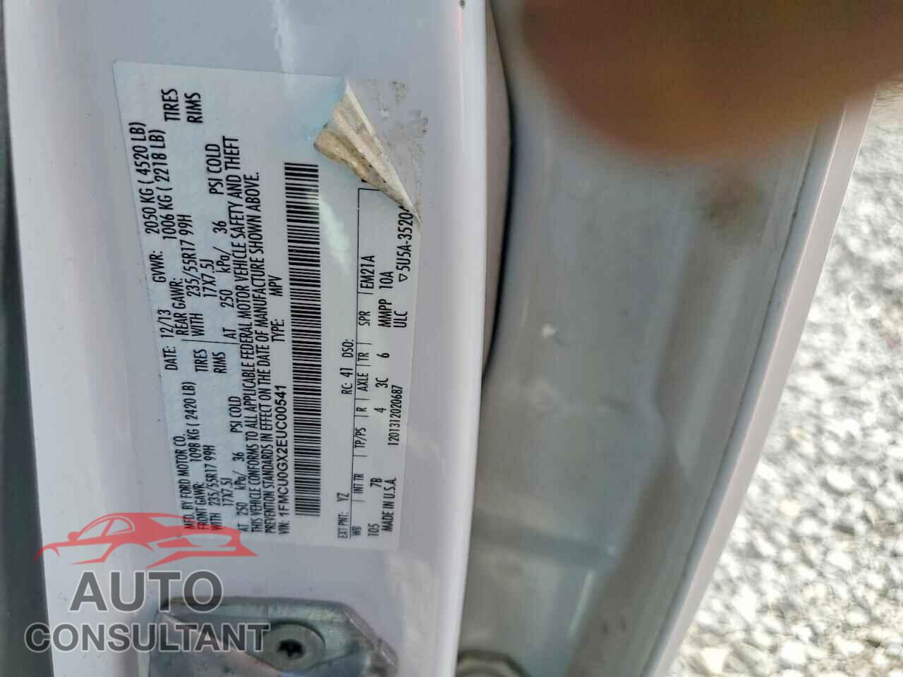 FORD ESCAPE 2014 - 1FMCU0GX2EUC00541