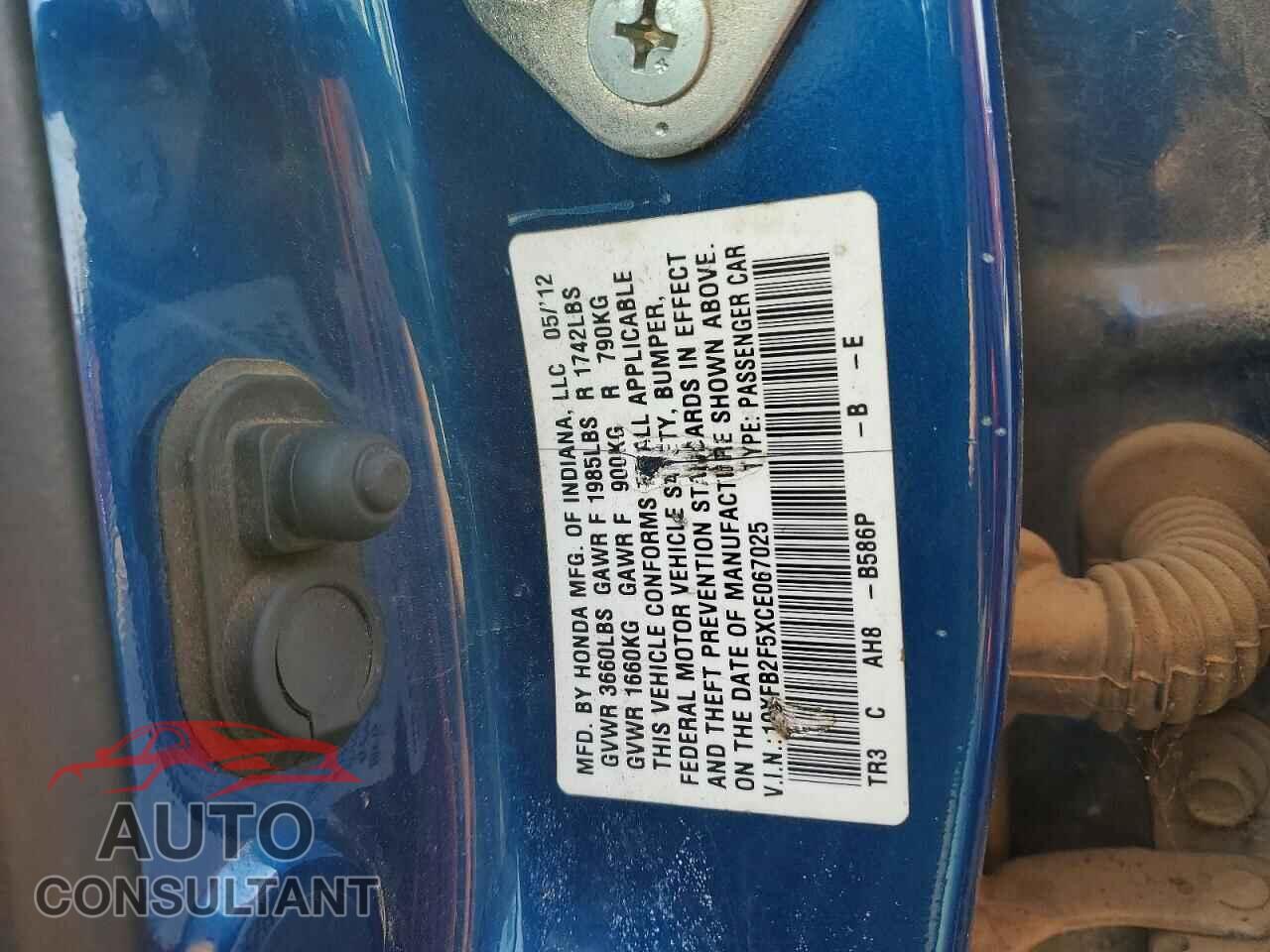 HONDA CIVIC 2012 - 19XFB2F5XCE067025