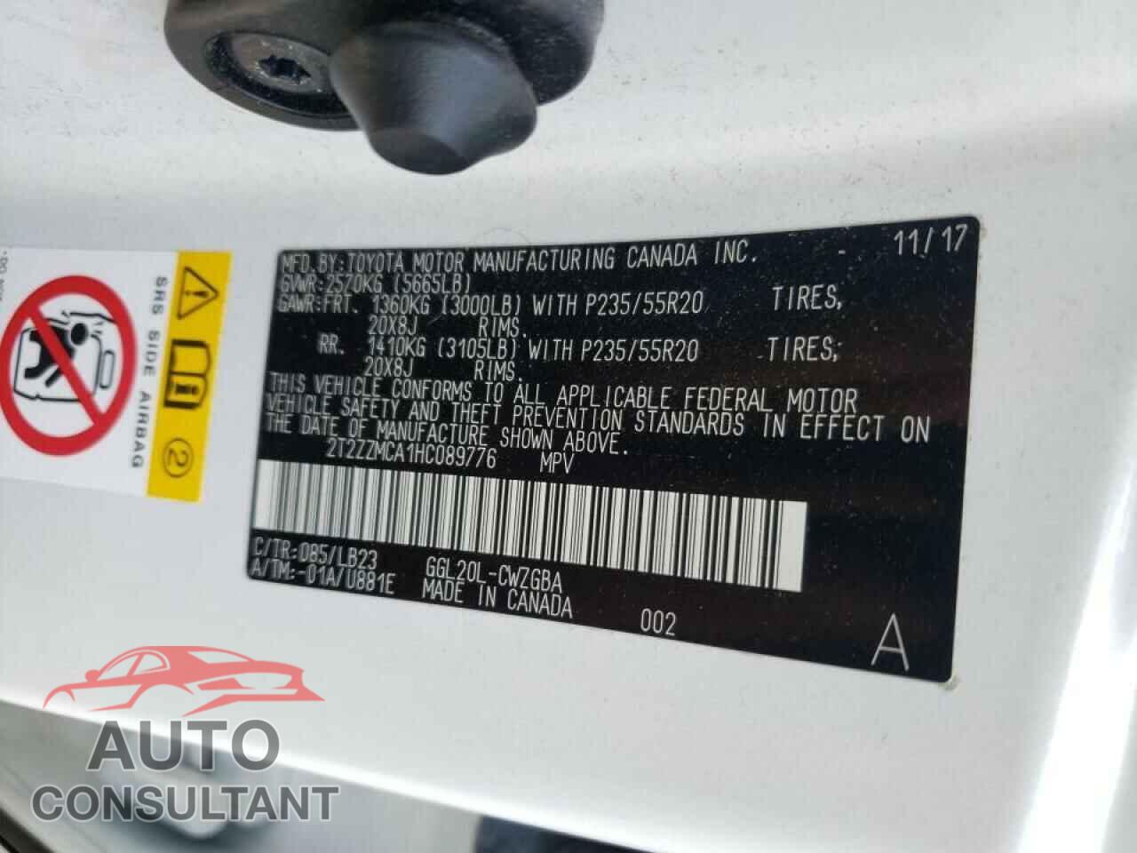 LEXUS RX350 2017 - 2T2ZZMCA1HC089776