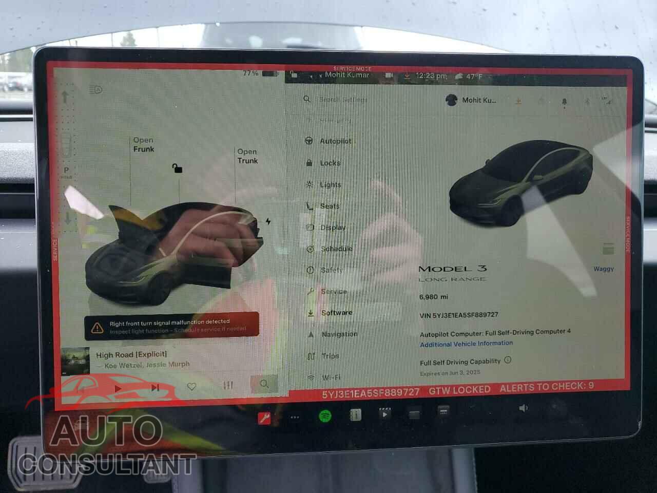 TESLA MODEL 3 2025 - 5YJ3E1EA5SF889727