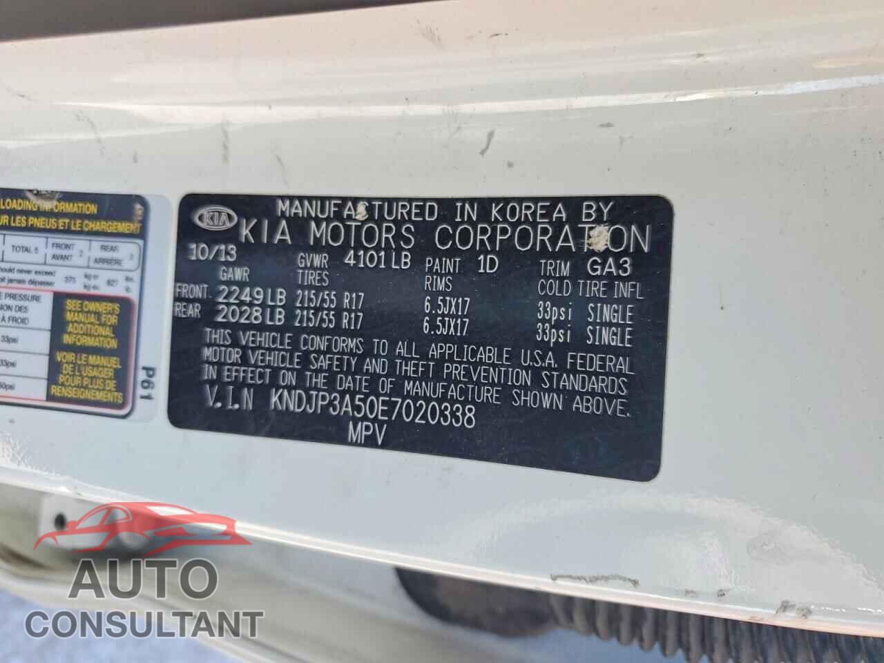 KIA SOUL 2014 - KNDJP3A50E7020338