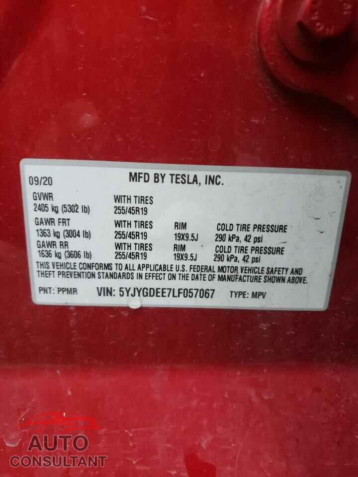 TESLA MODEL Y 2020 - 5YJYGDEE7LF057067
