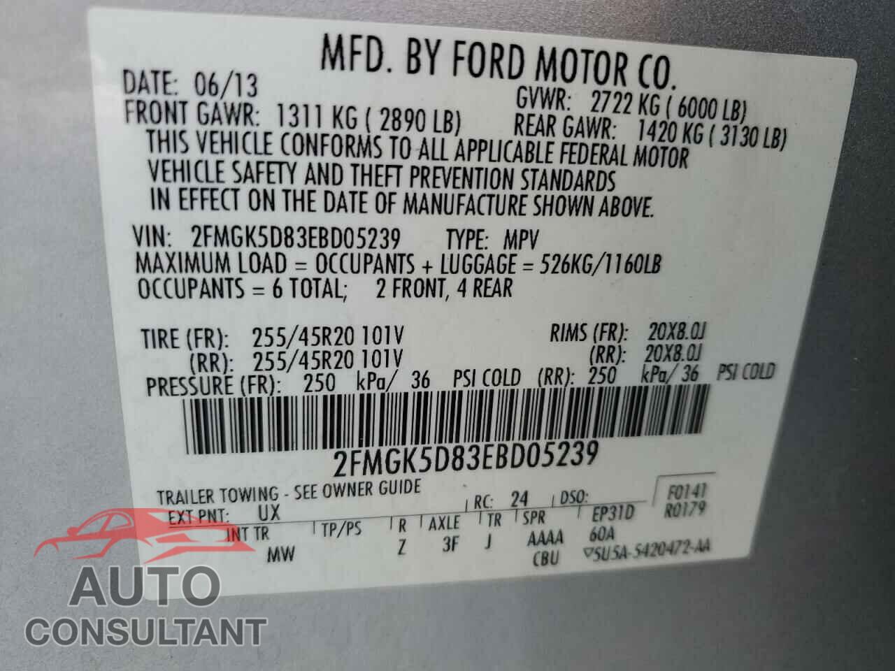 FORD FLEX 2014 - 2FMGK5D83EBD05239