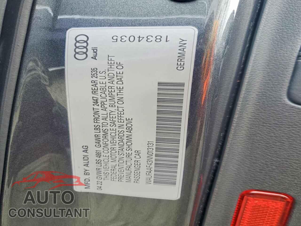 AUDI A4 2022 - WAUFAAF43NN013131