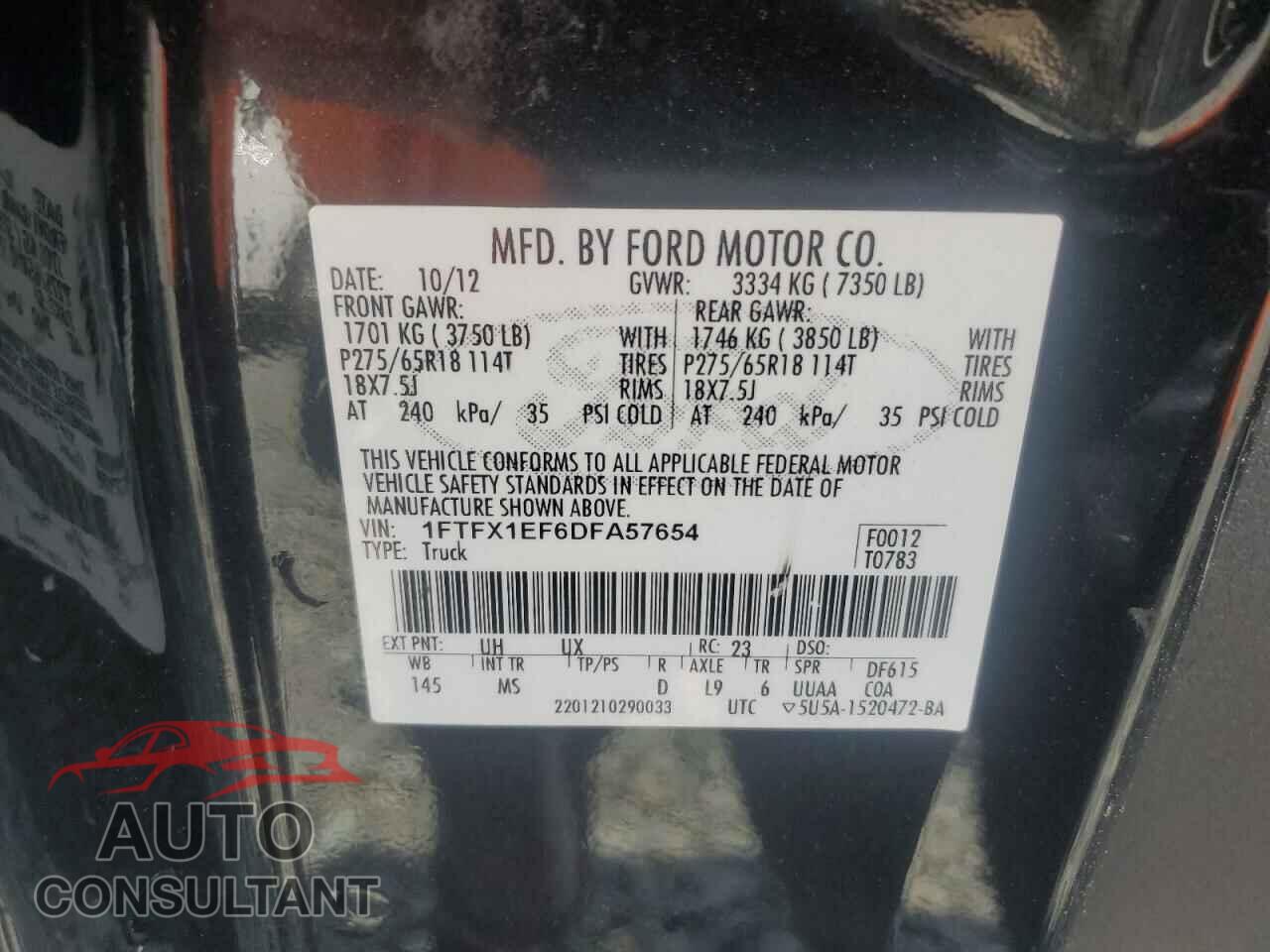 FORD F-150 2013 - 1FTFX1EF6DFA57654