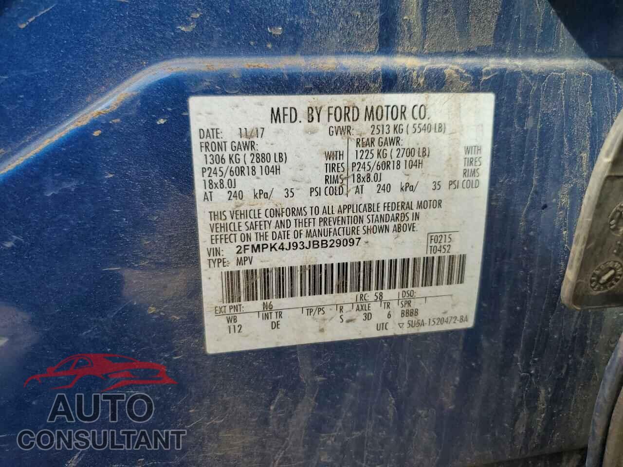 FORD EDGE 2018 - 2FMPK4J93JBB29097