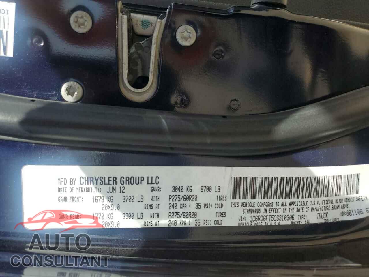 DODGE RAM 1500 2012 - 1C6RD6FT5CS310306