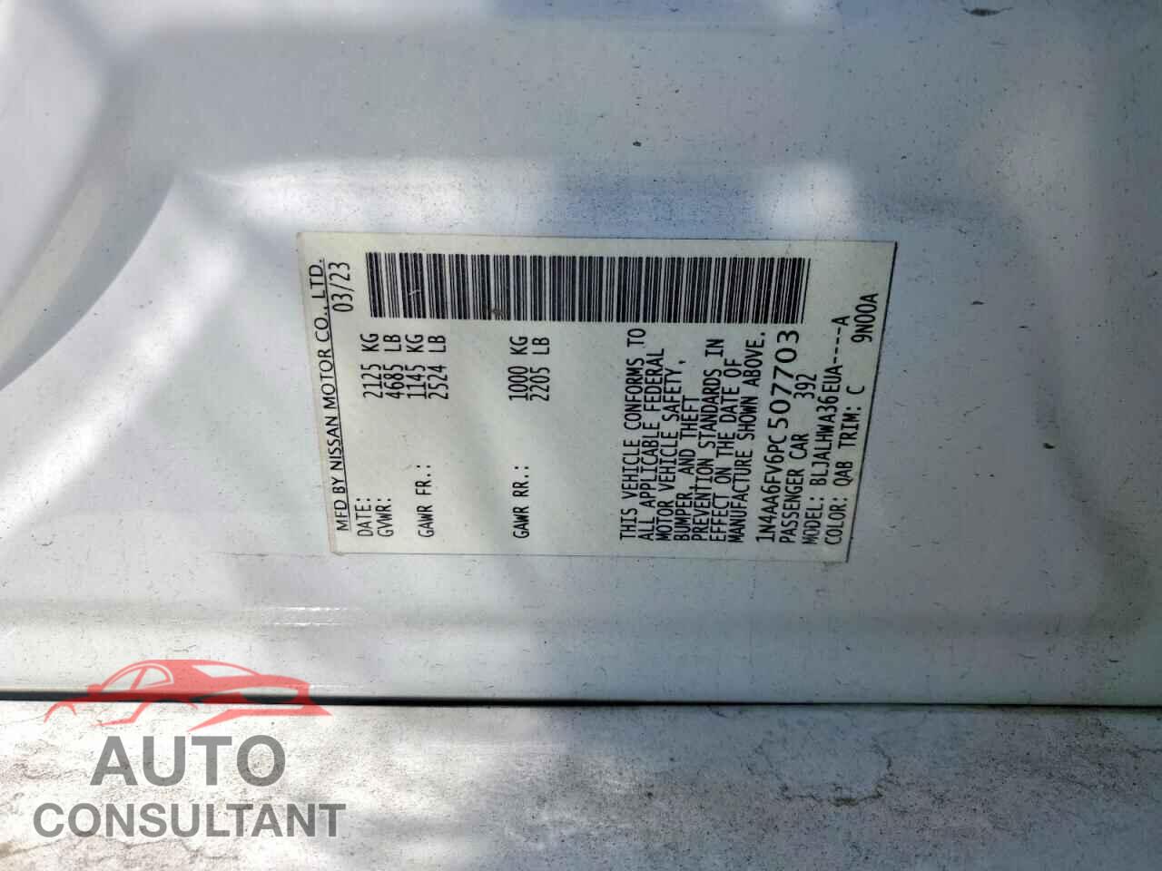 NISSAN MAXIMA 2023 - 1N4AA6FV6PC507703