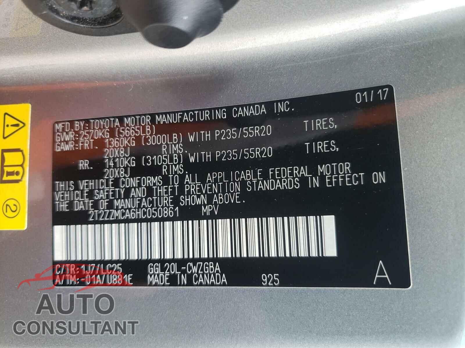 LEXUS RX350 2017 - 2T2ZZMCA6HC050861