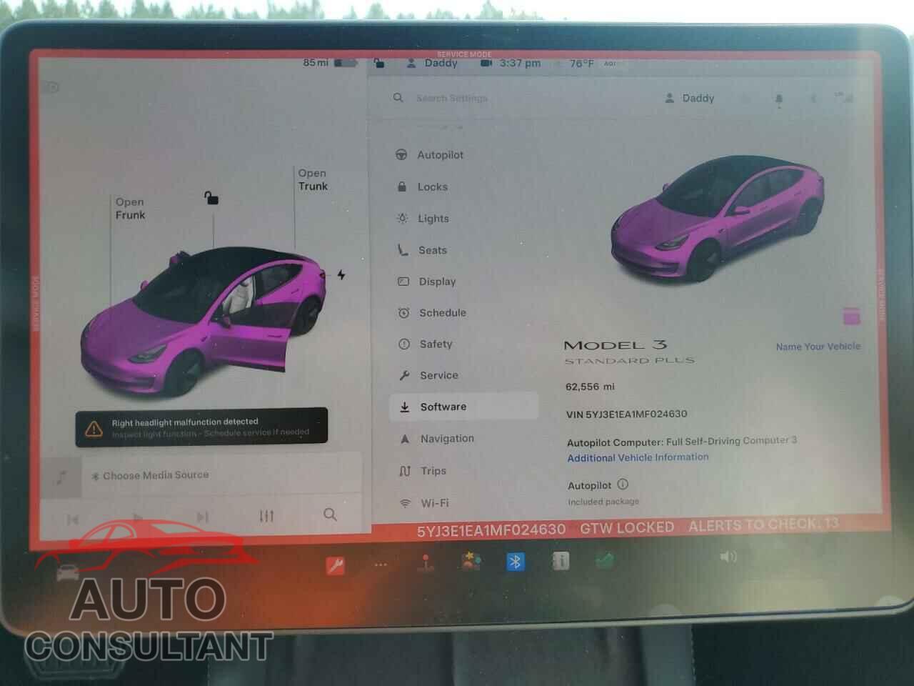 TESLA MODEL 3 2021 - 5YJ3E1EA1MF024630
