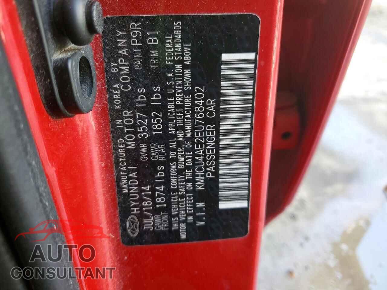 HYUNDAI ACCENT 2014 - KMHCU4AE2EU768402