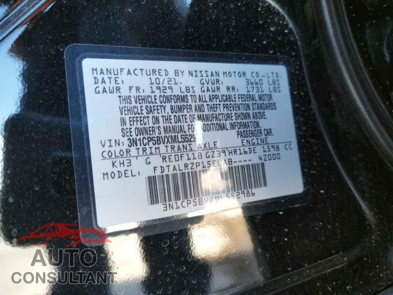 NISSAN KICKS 2021 - 3N1CP5BVXML552986