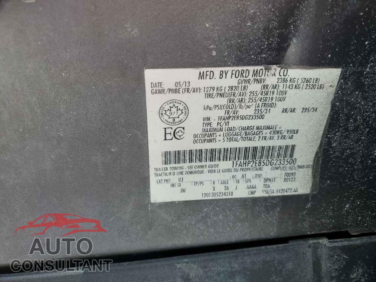 FORD TAURUS 2013 - 1FAHP2E85DG233500