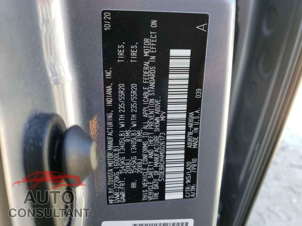 TOYOTA HIGHLANDER 2021 - 5TDEBRCH4MS026173