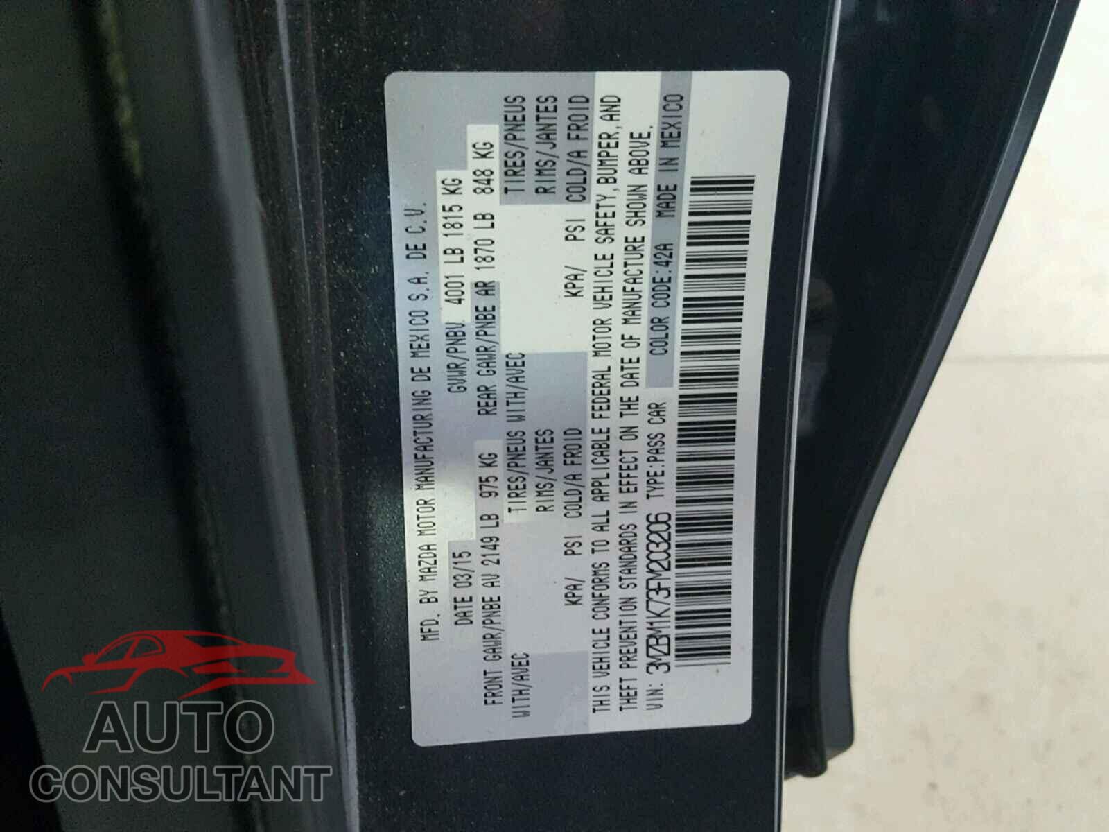 MAZDA 3 2015 - 3MZBM1K73FM203206