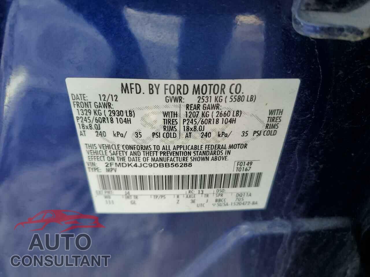 FORD EDGE 2013 - 2FMDK4JC9DBB56288