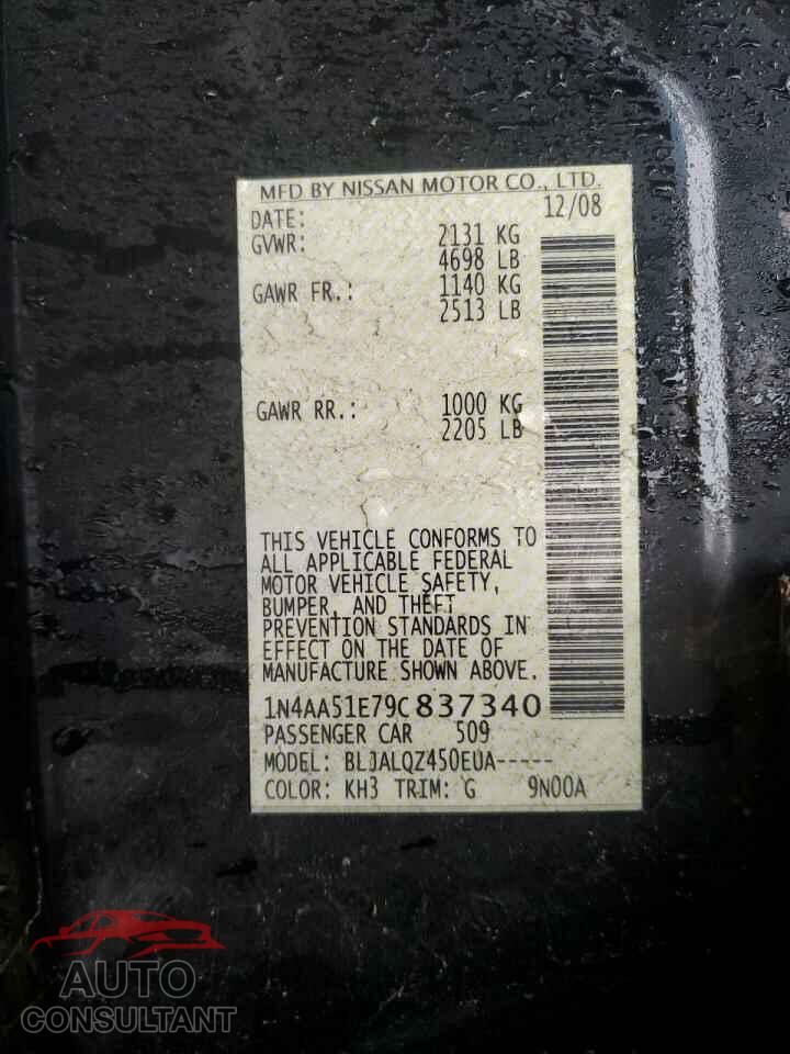 NISSAN MAXIMA 2009 - 1N4AA51E79C837340