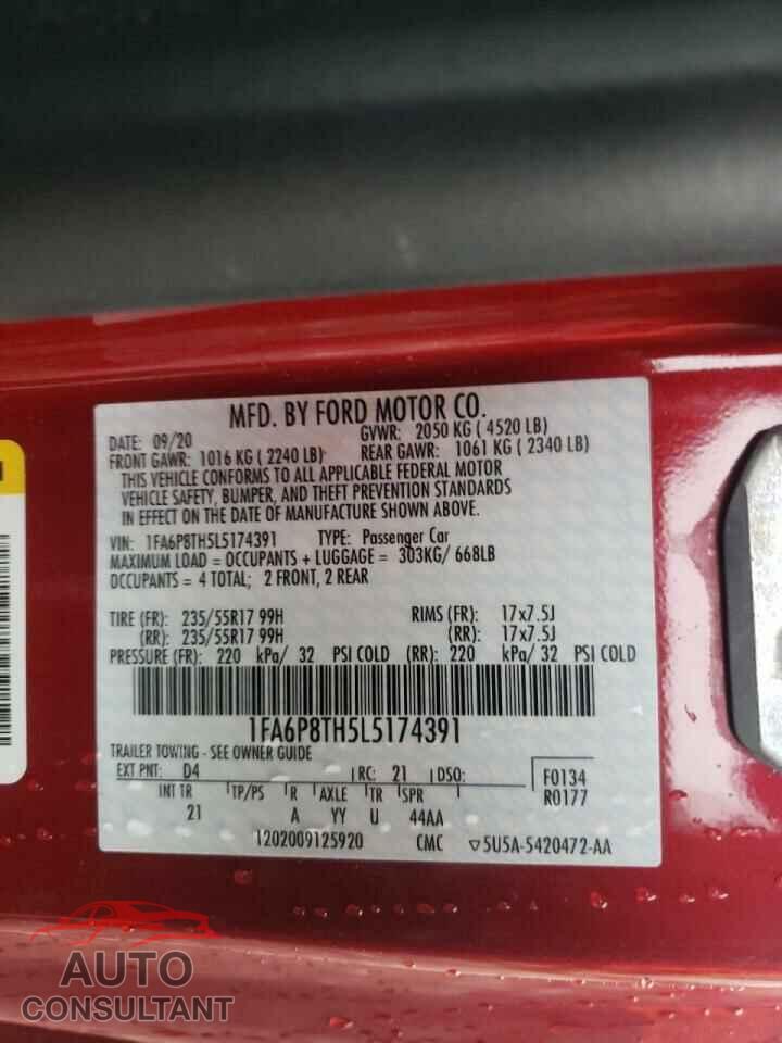 FORD MUSTANG 2020 - 1FA6P8TH5L5174391