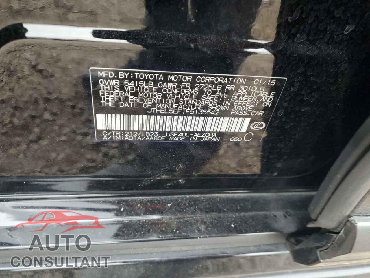 LEXUS LS460 2015 - JTHBL5EF1F5135542